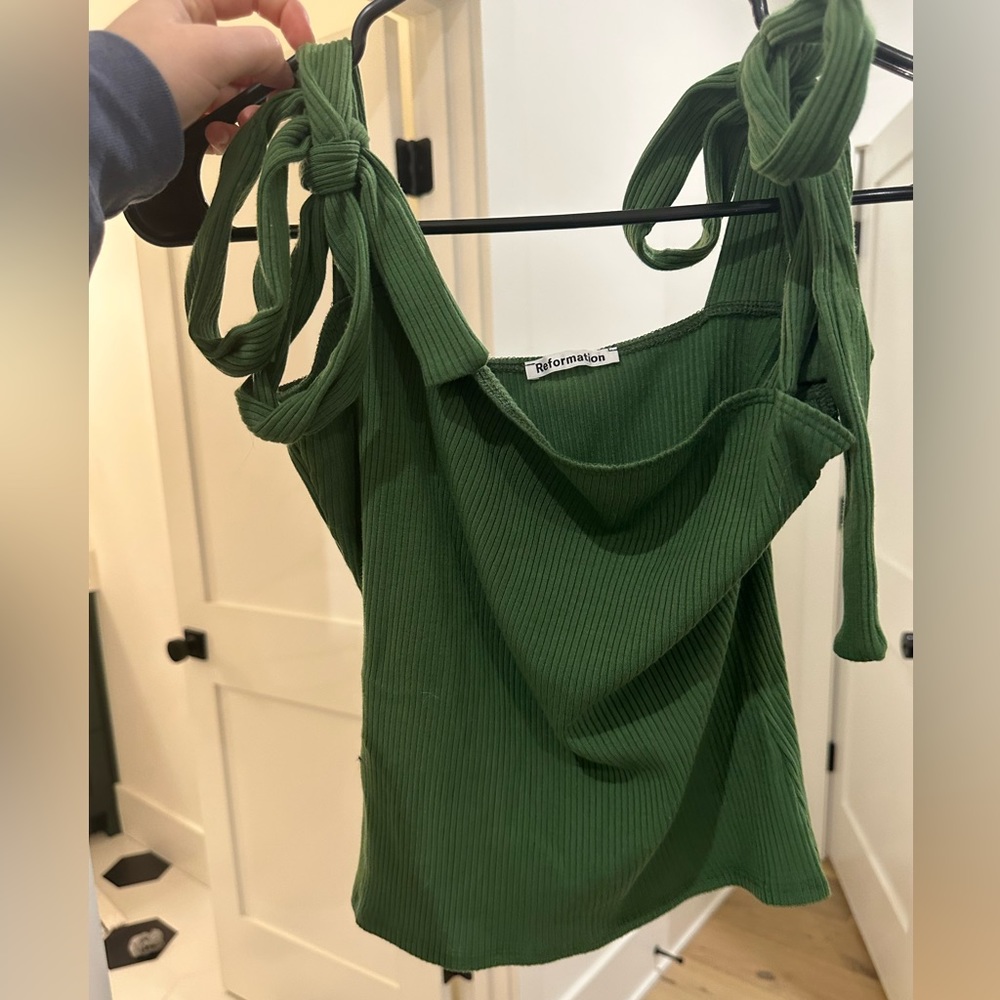 Reformation Ribbed Green Tank